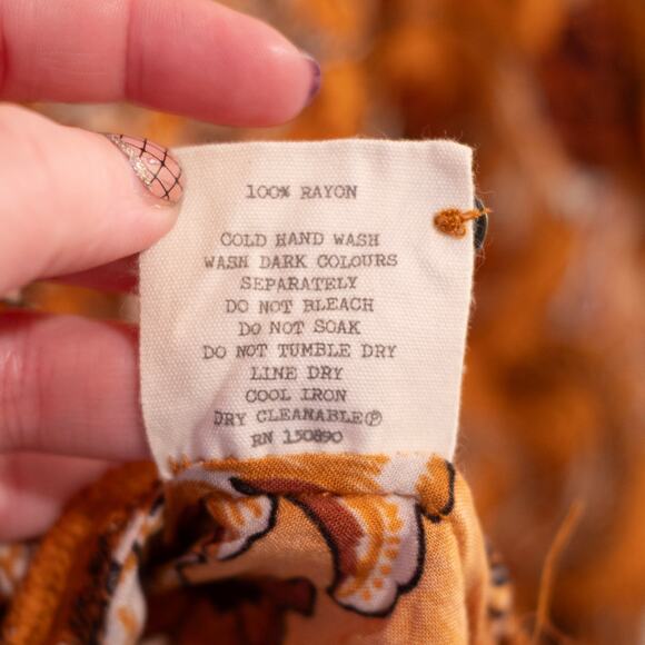 Spell Etienne Blouse Sienna Terracotta Peasant Paisley Print Ruffle Boho SZ S - Picture 8 of 8